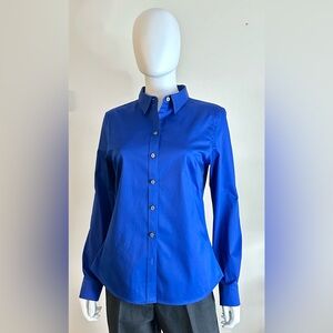 Banana Republic Petite Size 8 Royal Blue Button-Up Shirt